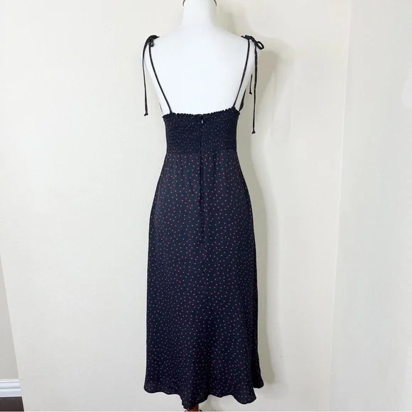 Reformation Talita Midi Dress Navy Blue and Red Tie Shoulders - Picture 9 of 15
